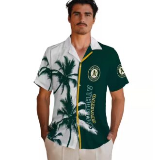 Best Oakland Athletics Beach Hawaiian Shirt - Green White Palm Tree Design for MLB Fans