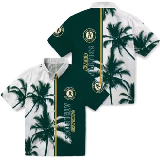 Best Oakland Athletics Beach Hawaiian Shirt - Green White Palm Tree Design for MLB Fans