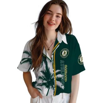 Best Oakland Athletics Beach Hawaiian Shirt - Green White Palm Tree Design for MLB Fans