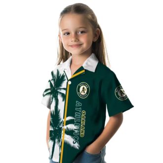 Best Oakland Athletics Beach Hawaiian Shirt - Green White Palm Tree Design for MLB Fans