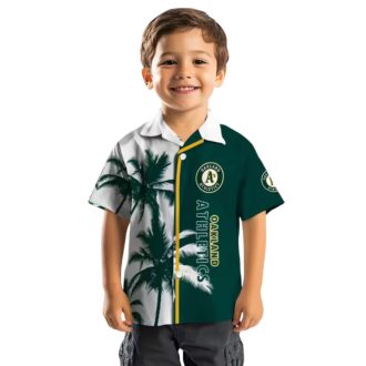 Best Oakland Athletics Beach Hawaiian Shirt - Green White Palm Tree Design for MLB Fans