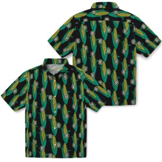 Black Green Oakland Athletics Shirt - Tropical Corn Motif Hawaiian Style