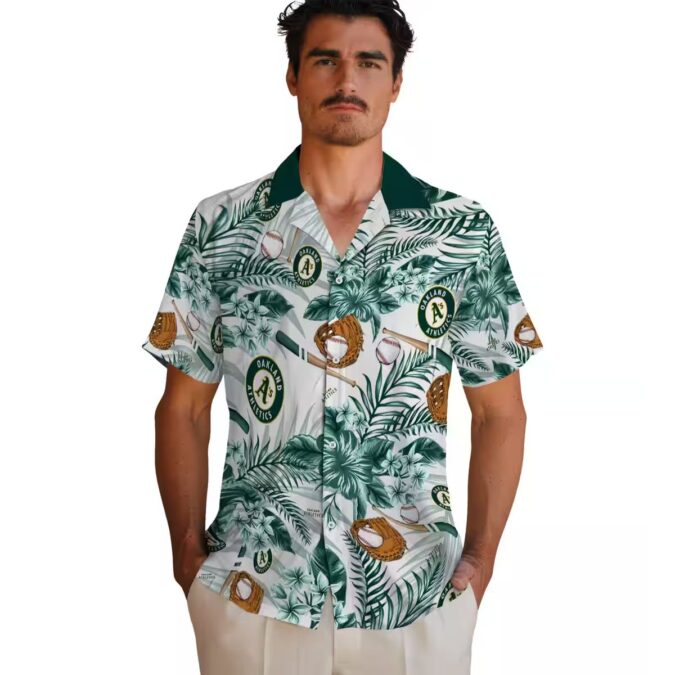 Custom Oakland Athletics Green Floral Baseball Hawaiian Shirt - MLB Fan Gift for Summer