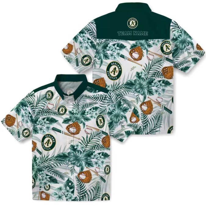 Custom Oakland Athletics Green Floral Baseball Hawaiian Shirt - MLB Fan Gift for Summer