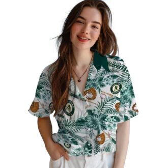 Custom Oakland Athletics Green Floral Baseball Hawaiian Shirt - MLB Fan Gift for Summer