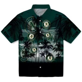 Custom Oakland Athletics Luau Party Shirt - Tropical Sunset Green Black Hawaiian Shirt