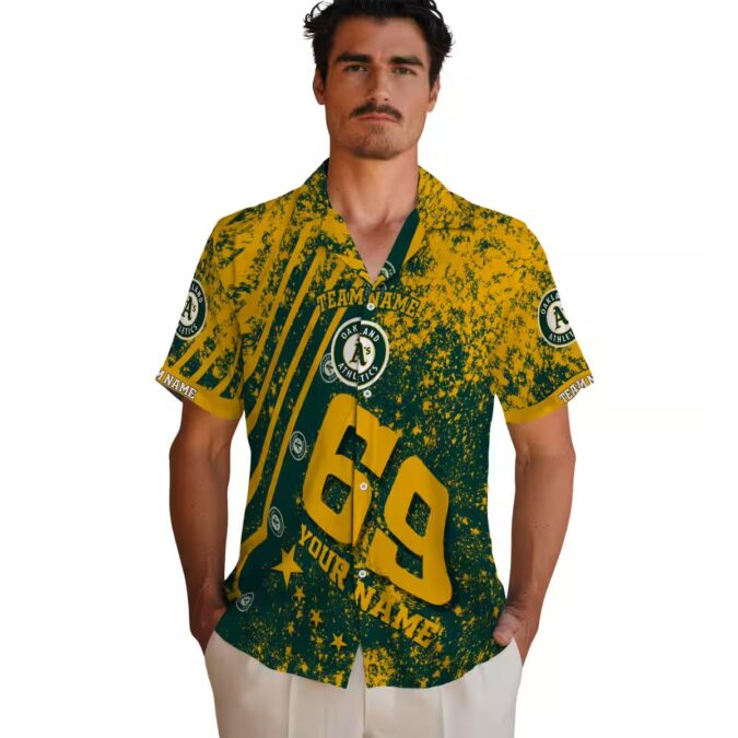 Custom Oakland A’s Star Stripes Hawaiian Shirt - Summer Baseball Outfit for Men