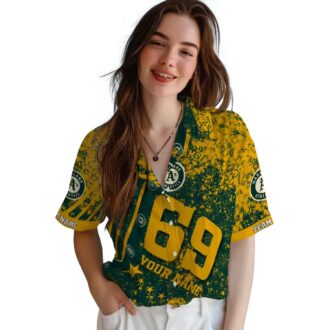 Custom Oakland A’s Star Stripes Hawaiian Shirt - Summer Baseball Outfit for Men