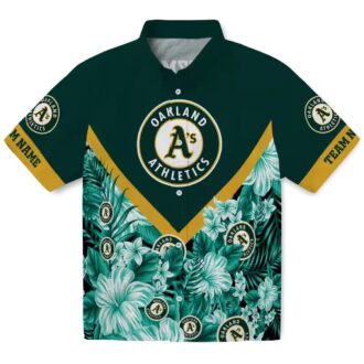 Custom Oakland A’s Tropical Chevron Shirt - Green & Gold Hawaiian Game Day Outfit