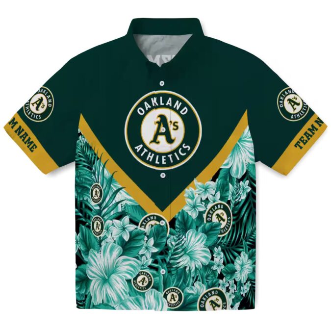 Custom Oakland A’s Tropical Chevron Shirt - Green & Gold Hawaiian Game Day Outfit