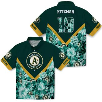 Custom Oakland A’s Tropical Chevron Shirt - Green & Gold Hawaiian Game Day Outfit