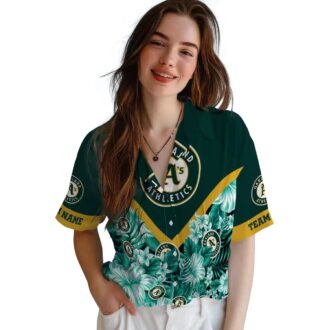 Custom Oakland A’s Tropical Chevron Shirt - Green & Gold Hawaiian Game Day Outfit