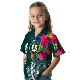 Floral Green Oakland A’s Hawaiian Shirt - Green Floral Polynesian MLB Fan Gift