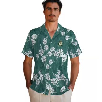 Green Floral Oakland Athletics Hawaiian Shirt - Summer Game Day Style