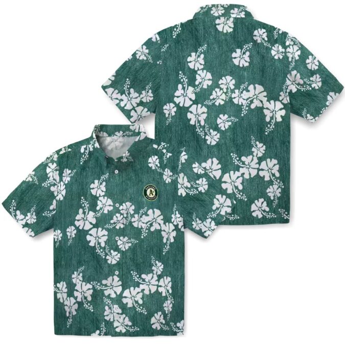 Green Floral Oakland Athletics Hawaiian Shirt - Summer Game Day Style