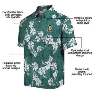 Green Floral Oakland Athletics Hawaiian Shirt - Summer Game Day Style