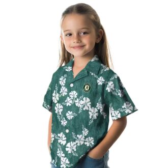 Green Floral Oakland Athletics Hawaiian Shirt - Summer Game Day Style