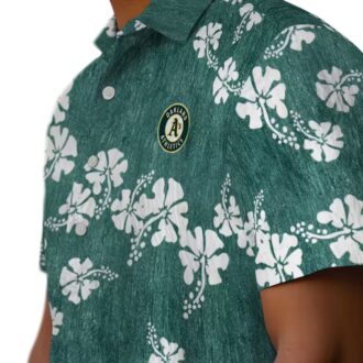 Green Floral Oakland Athletics Hawaiian Shirt - Summer Game Day Style