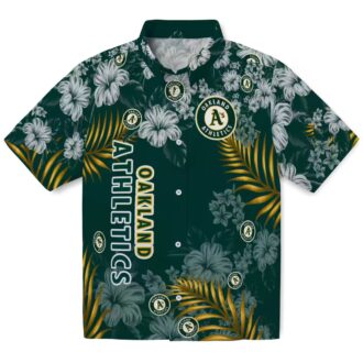 Green Oakland Athletics Hibiscus Hawaiian Shirt - MLB Tropical Button Shirt for Beach & Game Day