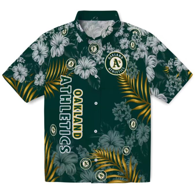 Green Oakland Athletics Hibiscus Hawaiian Shirt - MLB Tropical Button Shirt for Beach & Game Day