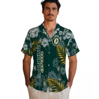 Green Oakland Athletics Hibiscus Hawaiian Shirt - MLB Tropical Button Shirt for Beach & Game Day