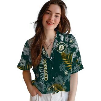 Green Oakland Athletics Hibiscus Hawaiian Shirt - MLB Tropical Button Shirt for Beach & Game Day