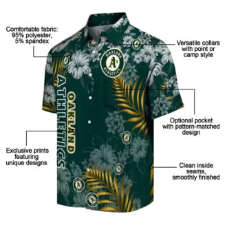 Green Oakland Athletics Hibiscus Hawaiian Shirt - MLB Tropical Button Shirt for Beach & Game Day