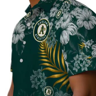 Green Oakland Athletics Hibiscus Hawaiian Shirt - MLB Tropical Button Shirt for Beach & Game Day