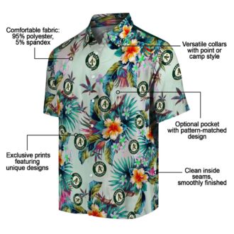 Green Tropical Leaf Oakland Athletics Hawaiian Shirt - Ideal for Beach & Game Day