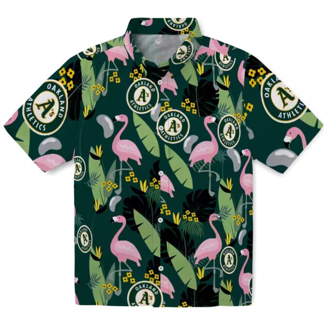 Green Tropical Oakland Athletics Shirt - Flamingo Hawaiian Style for Summer