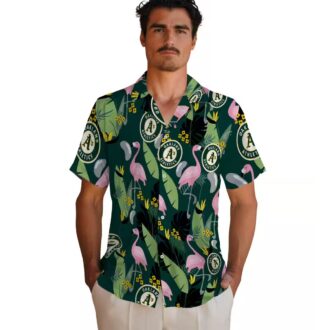 Green Tropical Oakland Athletics Shirt - Flamingo Hawaiian Style for Summer