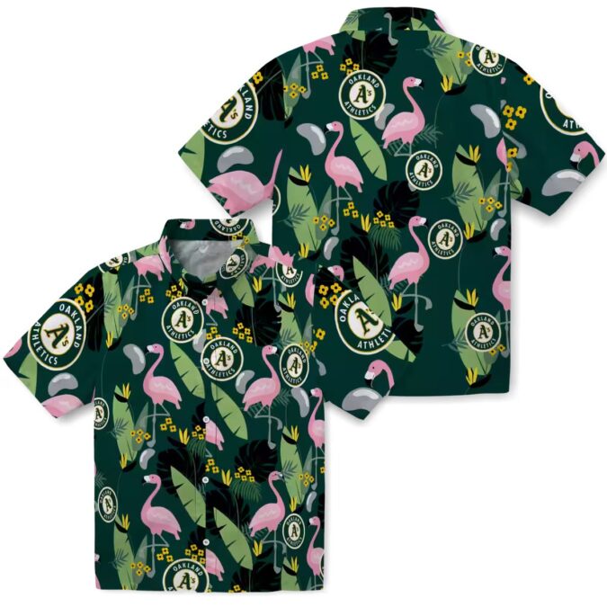 Green Tropical Oakland Athletics Shirt - Flamingo Hawaiian Style for Summer