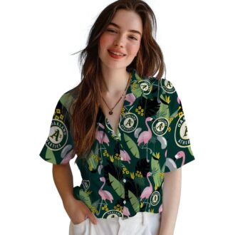 Green Tropical Oakland Athletics Shirt - Flamingo Hawaiian Style for Summer