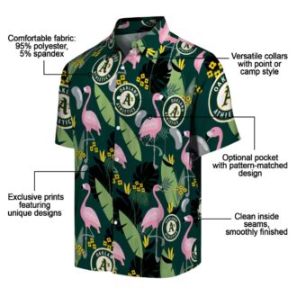 Green Tropical Oakland Athletics Shirt - Flamingo Hawaiian Style for Summer