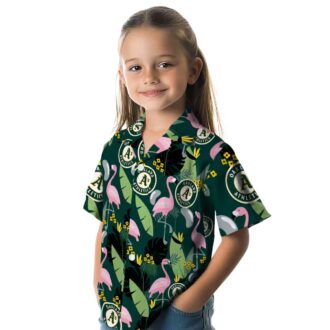 Green Tropical Oakland Athletics Shirt - Flamingo Hawaiian Style for Summer