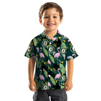 Green Tropical Oakland Athletics Shirt - Flamingo Hawaiian Style for Summer