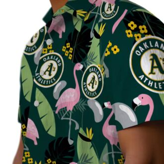 Green Tropical Oakland Athletics Shirt - Flamingo Hawaiian Style for Summer