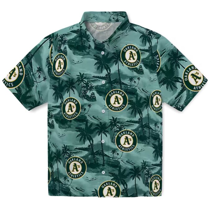 MLB Oakland Athletics Green Hawaiian Shirt - Summer Coastal Palms Beach Baseball Style
