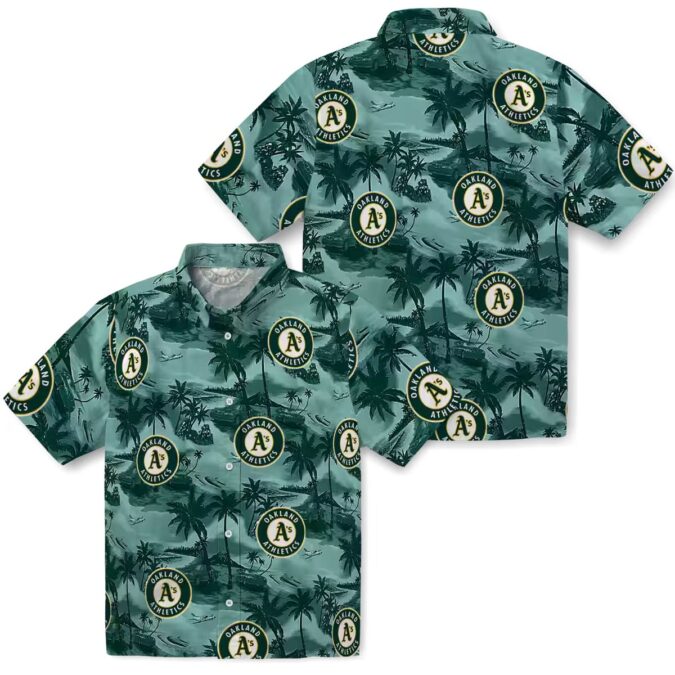 MLB Oakland Athletics Green Hawaiian Shirt - Summer Coastal Palms Beach Baseball Style