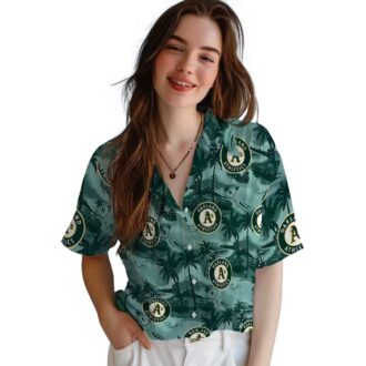 MLB Oakland Athletics Green Hawaiian Shirt - Summer Coastal Palms Beach Baseball Style