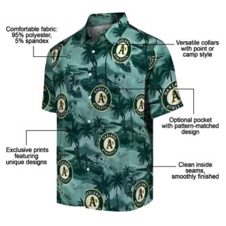 MLB Oakland Athletics Green Hawaiian Shirt - Summer Coastal Palms Beach Baseball Style