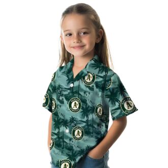MLB Oakland Athletics Green Hawaiian Shirt - Summer Coastal Palms Beach Baseball Style