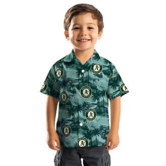 MLB Oakland Athletics Green Hawaiian Shirt - Summer Coastal Palms Beach Baseball Style