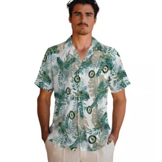 MLB Oakland Athletics Tropical Leaves Shirt - Green White Hawaiian Shirt for Game Day