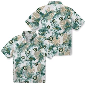 MLB Oakland Athletics Tropical Leaves Shirt - Green White Hawaiian Shirt for Game Day