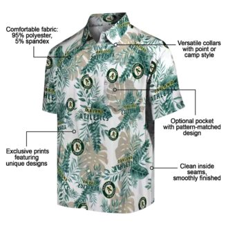 MLB Oakland Athletics Tropical Leaves Shirt - Green White Hawaiian Shirt for Game Day