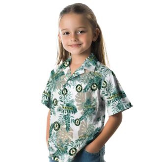 MLB Oakland Athletics Tropical Leaves Shirt - Green White Hawaiian Shirt for Game Day