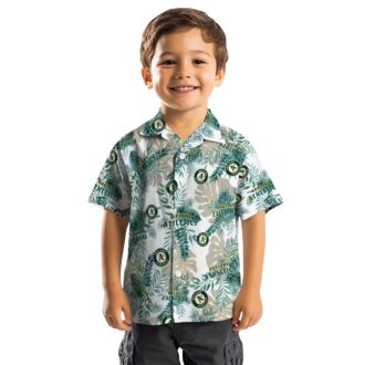 MLB Oakland Athletics Tropical Leaves Shirt - Green White Hawaiian Shirt for Game Day