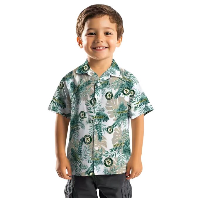 MLB Oakland Athletics Tropical Leaves Shirt - Green White Hawaiian Shirt for Game Day