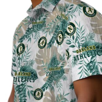 MLB Oakland Athletics Tropical Leaves Shirt - Green White Hawaiian Shirt for Game Day
